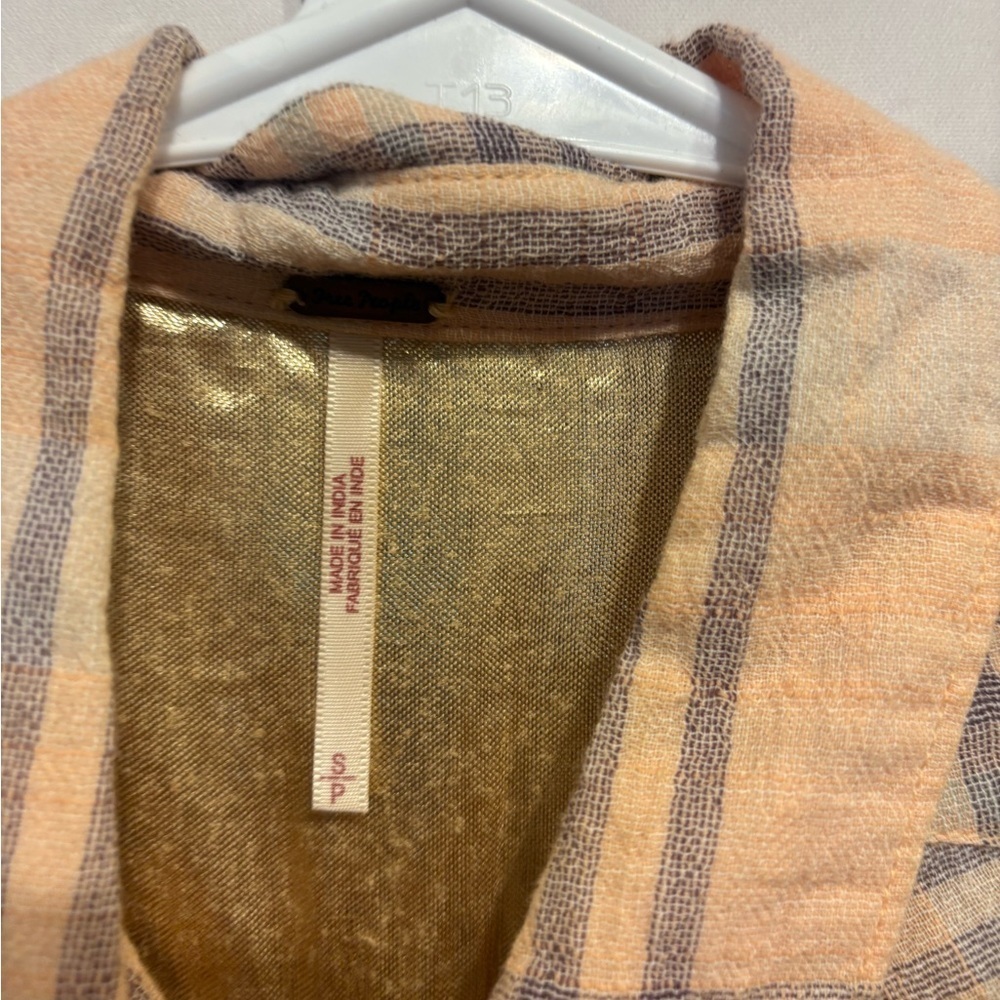 Free People Cropped Cutie Plaid Button Down Shirt Women’s Size Small - Picture 8 of 9